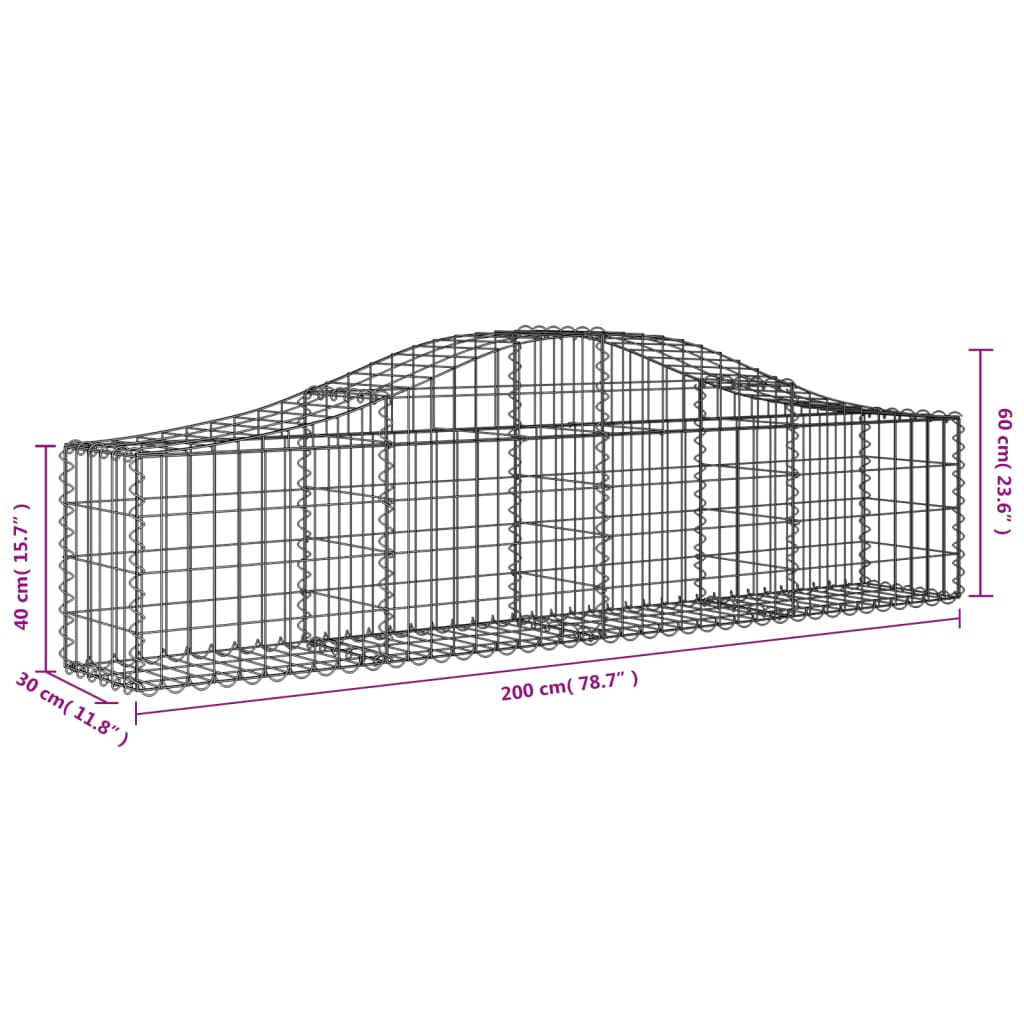 Cestas De Gaviones 14 Uds Forma De Arco Hierro 200x30x40/60 Cm_5