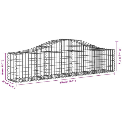 Cestas De Gaviones 14 Uds Forma De Arco Hierro 200x30x40/60 Cm_5