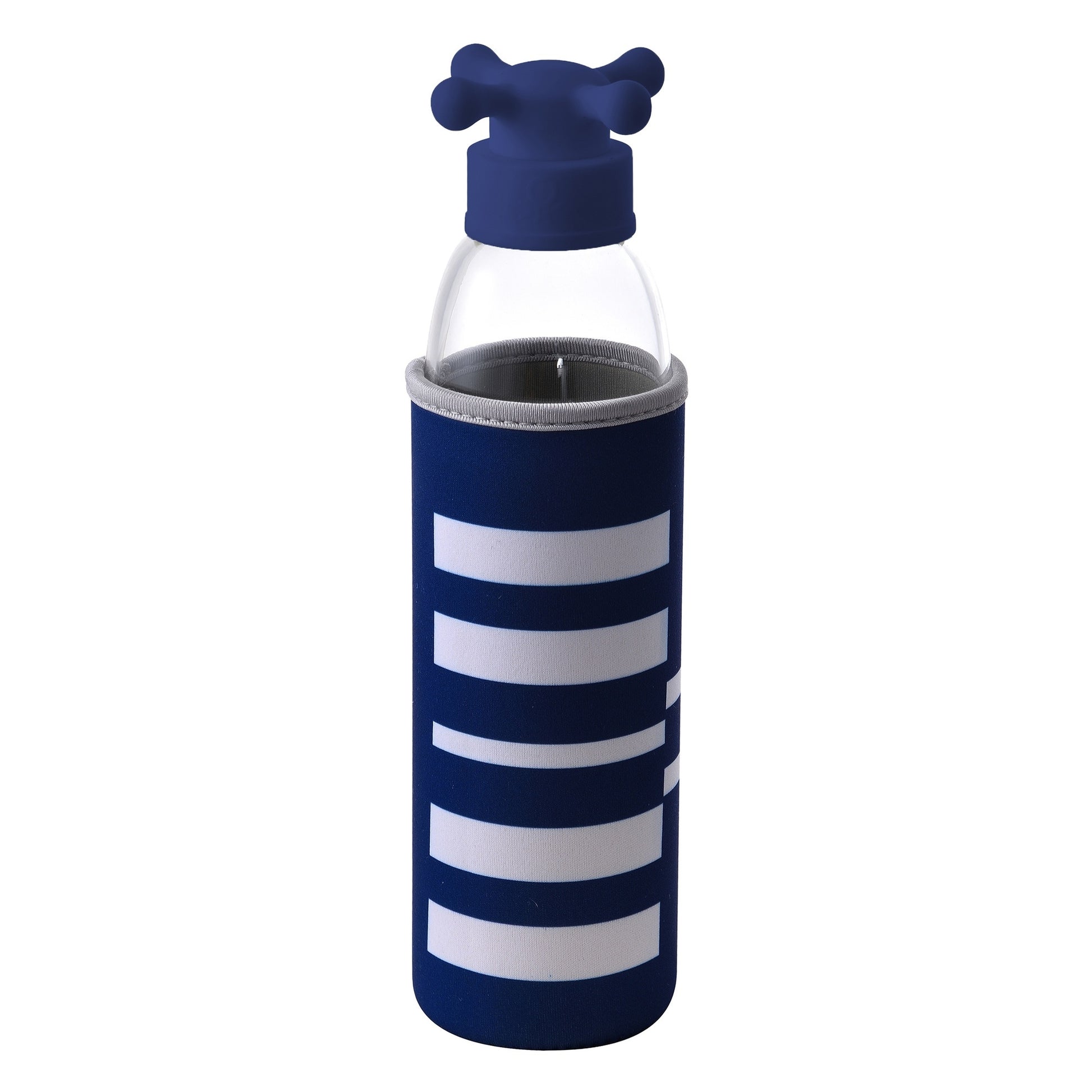 Botella De Agua 500ml Borosilicato Funda Azul Y Tapa De Grifo Rainbow Be_0