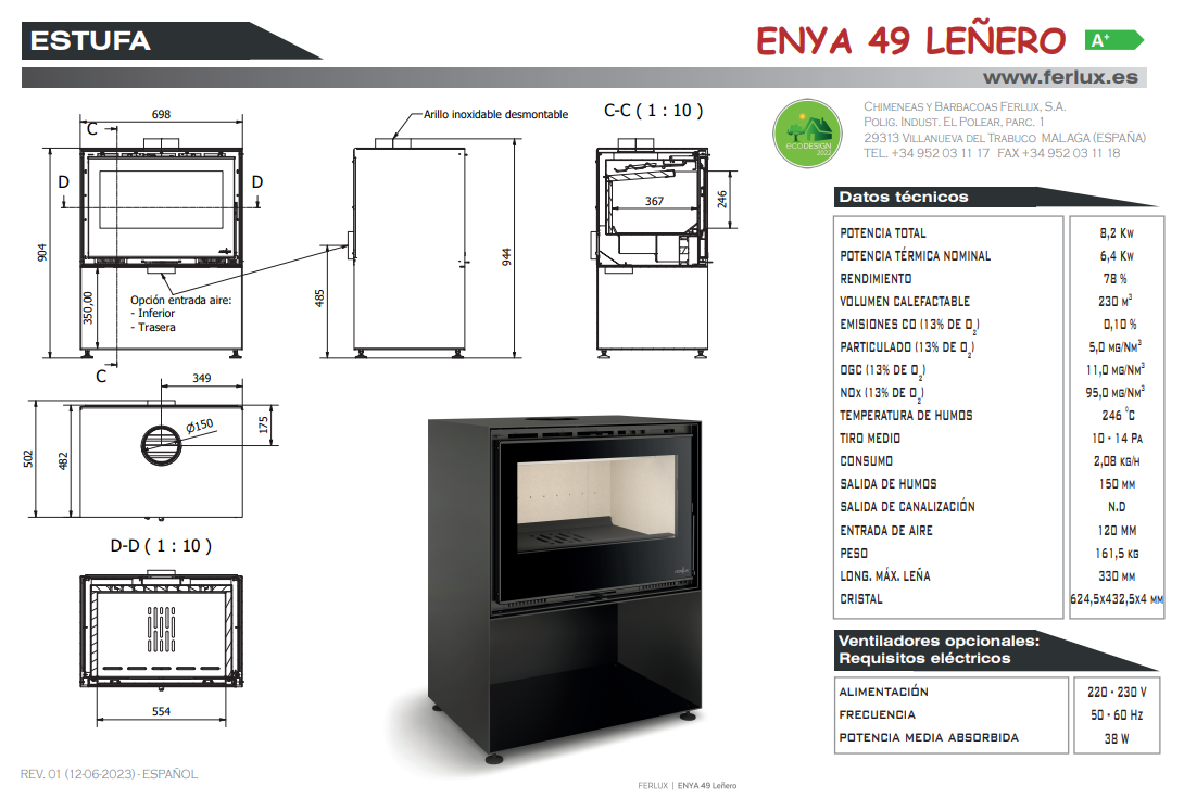 Bricosol Estufa De Leña Ferlux Modelo Enya 49_2