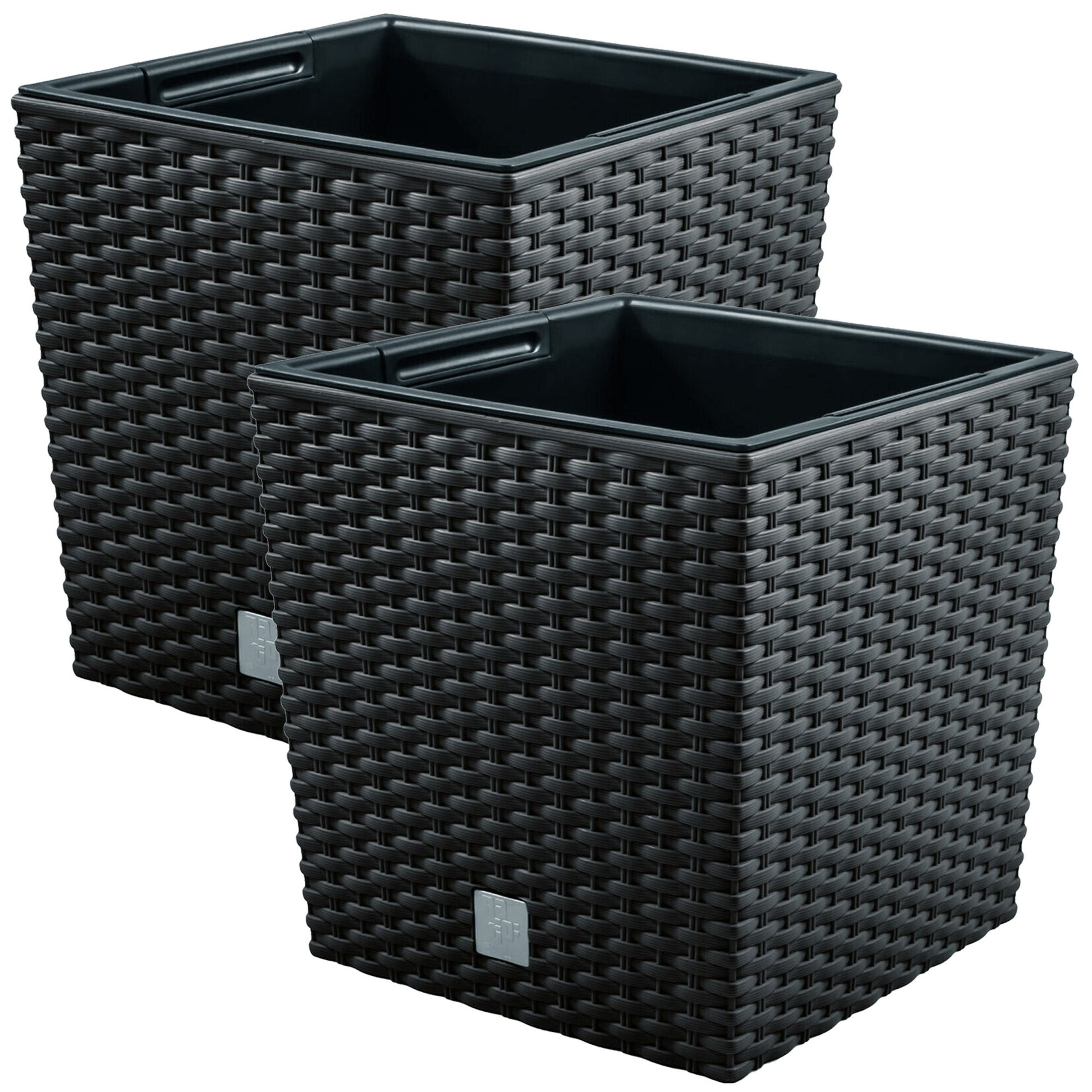 2 Unidades De Maceta Rato 64 Litros Con Cubilete Para Plantar En Color Antracita 40 X 40 X 41 Cm._0