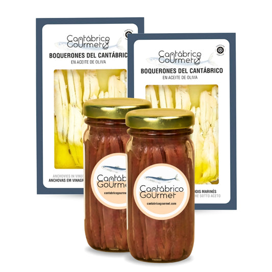 36-46 Filetes Anchoas De Santoña Artesanales (200g) + 20-24 Boquerones (bocartes) Del Cantábrico En Aceite (200 G)_0