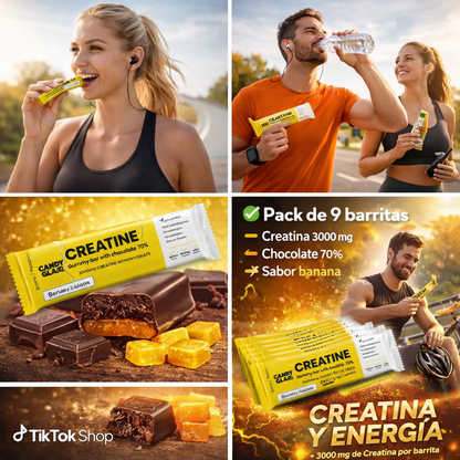 Candyglam Creatine | Gummy Bar Vegana Con Chocolate 70% | 3g Creatina Creavitalis® | Pack 24 Barritas_2