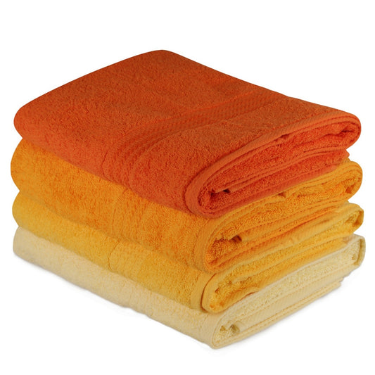 Juego De Toallas De Baño (4 Piezas) Amarillo Claro, Amarillo, Naranja Pálida Y Naranja_0