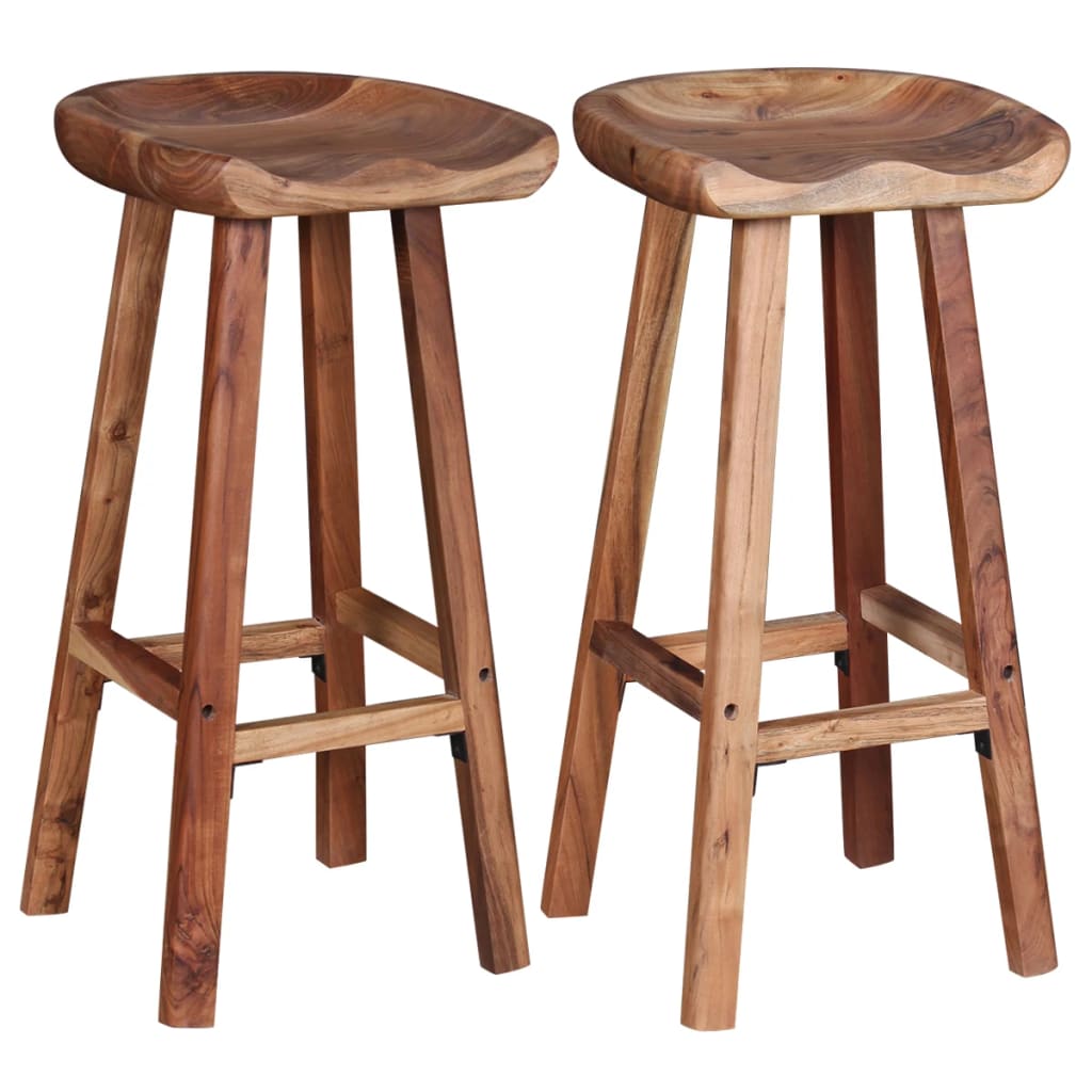 Taburetes De Barra De Cocina 2 Unidades Madera Maciza De Acacia_3