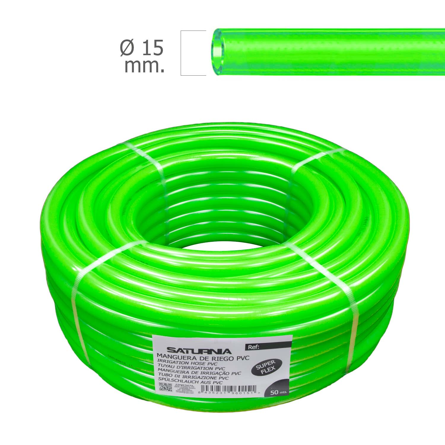 Saturnia Tubo Manguera Latflex Reforzado, Diã¡metro 15 Mm,  Rollo 50 Metros