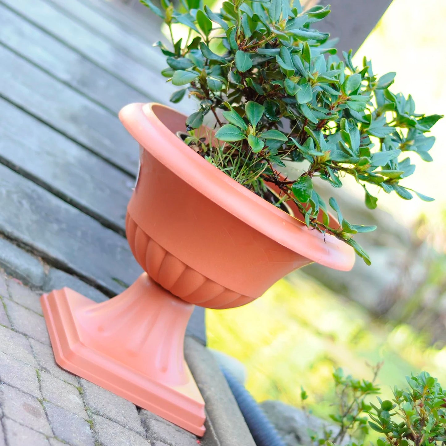 Maceta Ornamental Con Pie Atena 7,5l., Dimensiones (mm) 395x395x350, Color Terracota_3