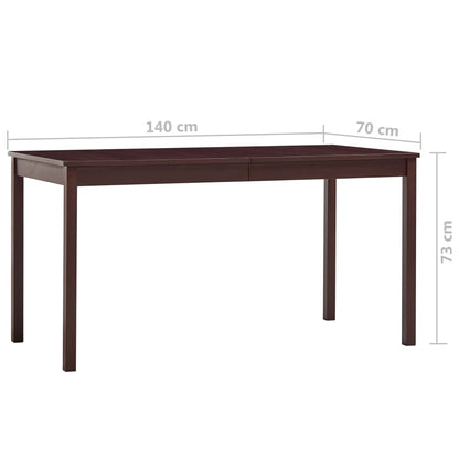 Mesa De Comedor De Madera De Pino Marrón Oscuro 140x70x73 Cm_4