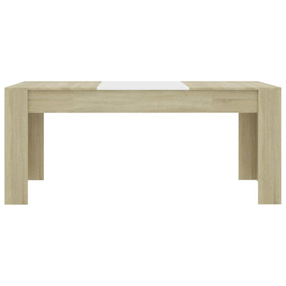 Mesa De Comedor Madera Contrachapada Blanco Roble 180x90x76 Cm_2