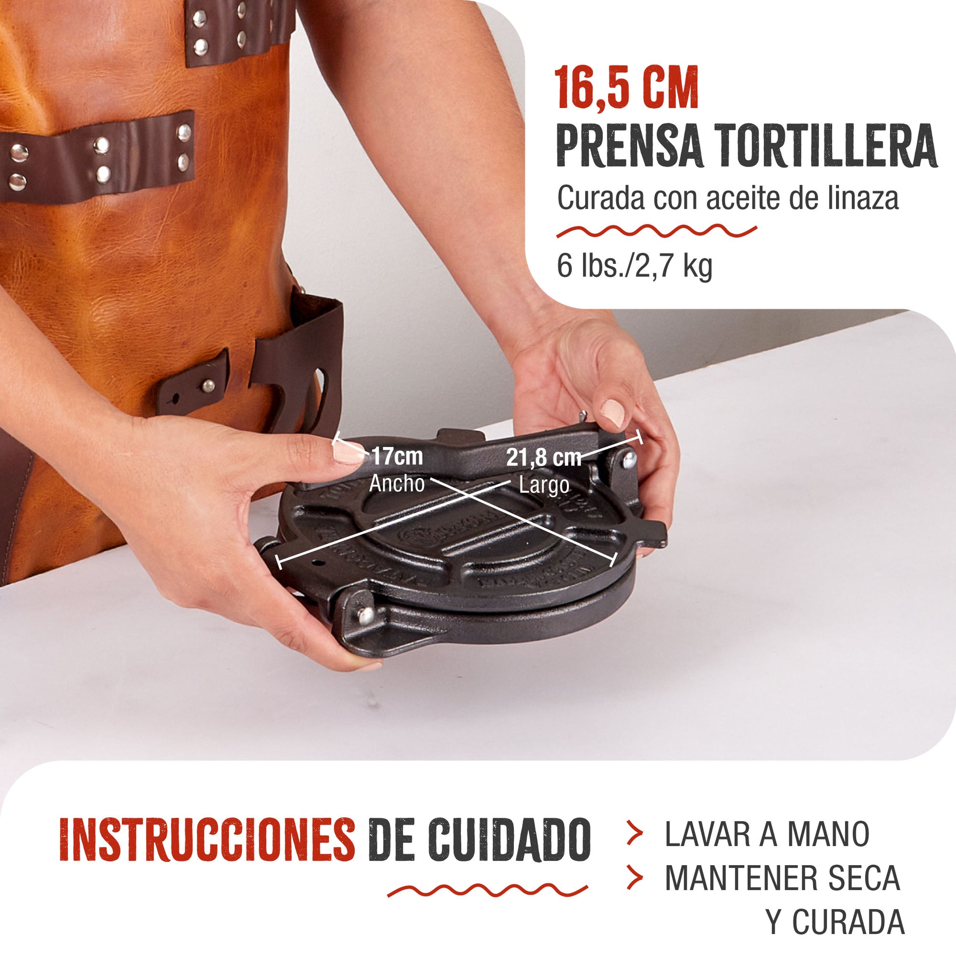 Victoria Prensa Tortillera Para Tortillas Mexicanas Hierro Fundido Curado 16,5cm, Pataconera Colombiana, 30551, Negro_3