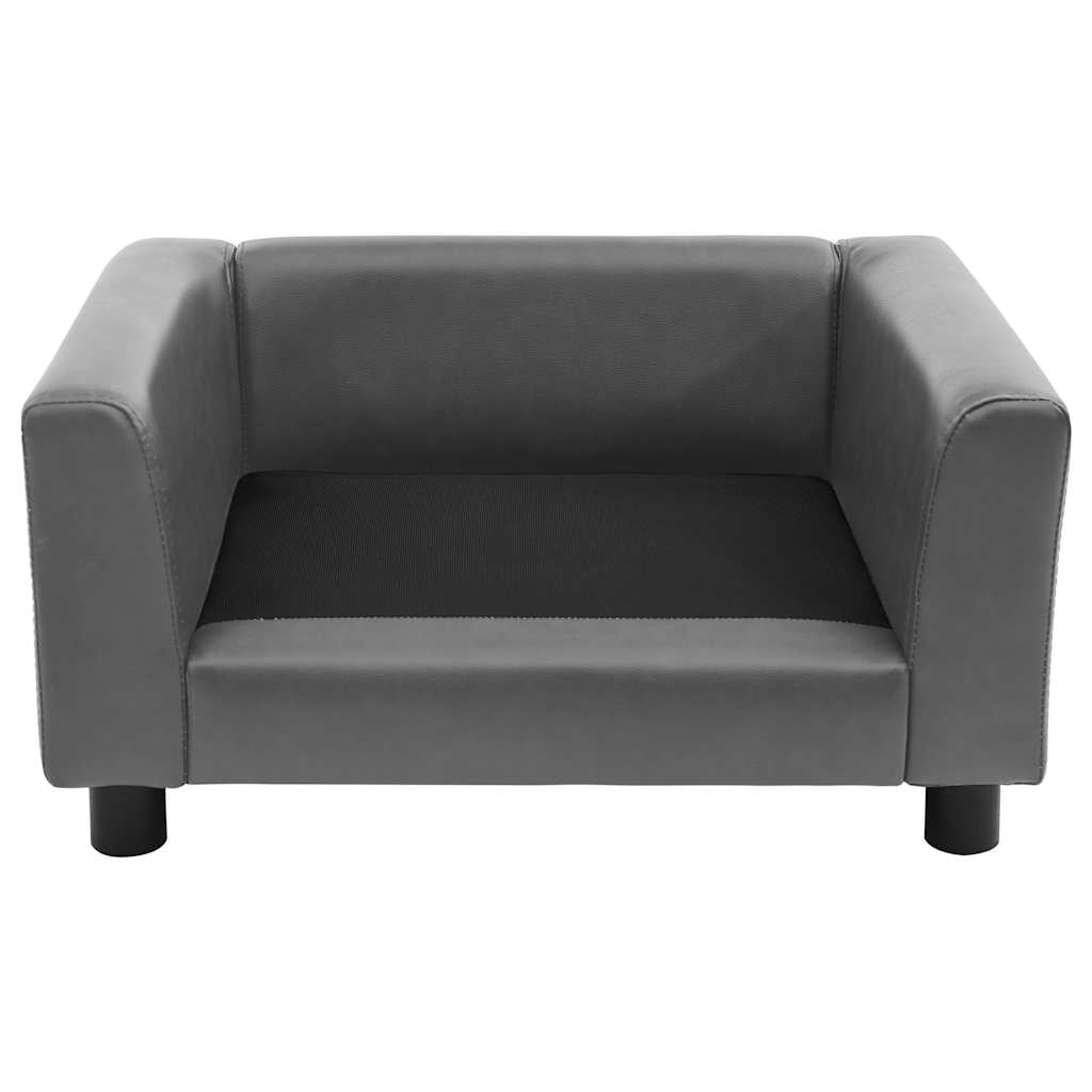 Vidaxl Sofá Para Perros Felpa Y Cuero Sintético Gris 60x43x30 Cm_3