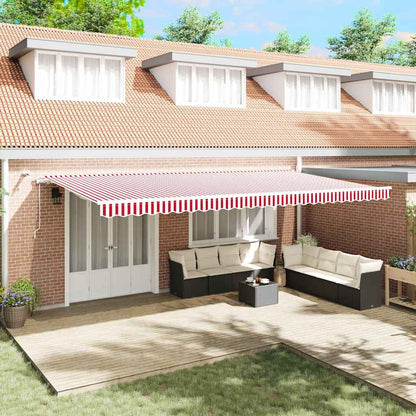Toldo Retráctil Rojo Y Blanco 600 X 350 Cm Poliéster_1