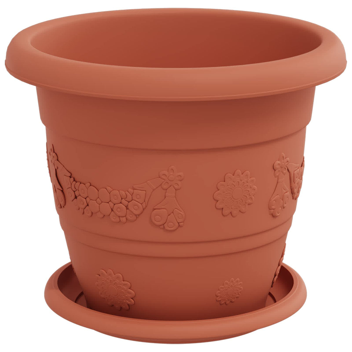 Macetas 24 Uds. Rojo Ladrillo Ø 22 X 18 Cm Plástico_4