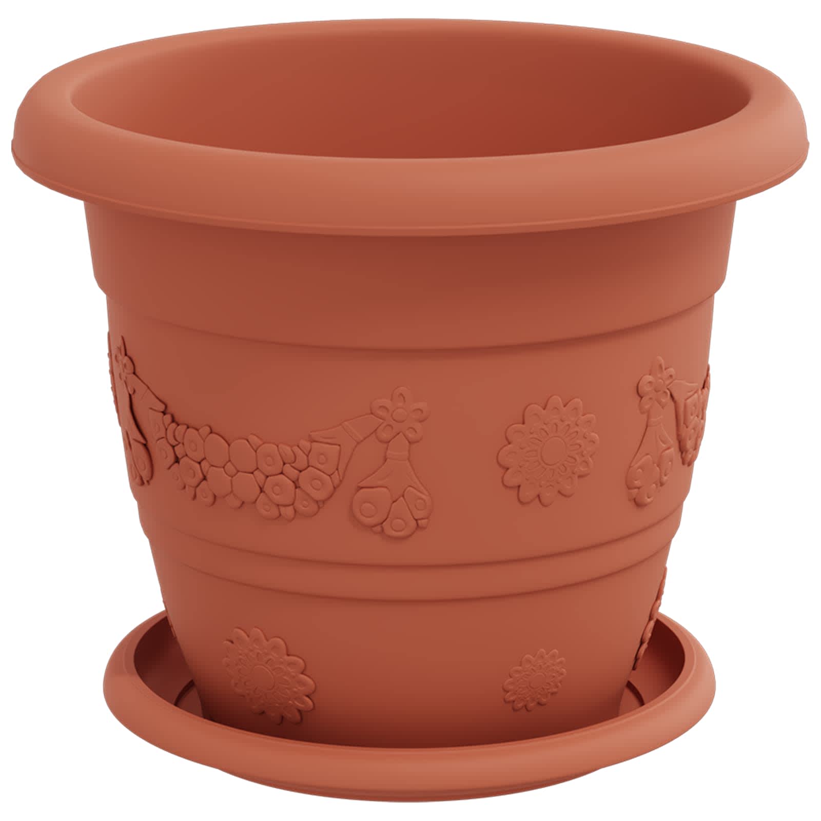 Macetas 6 Pcs Rojo Ladrillo Ø 22 X 18 Cm Plástico_4