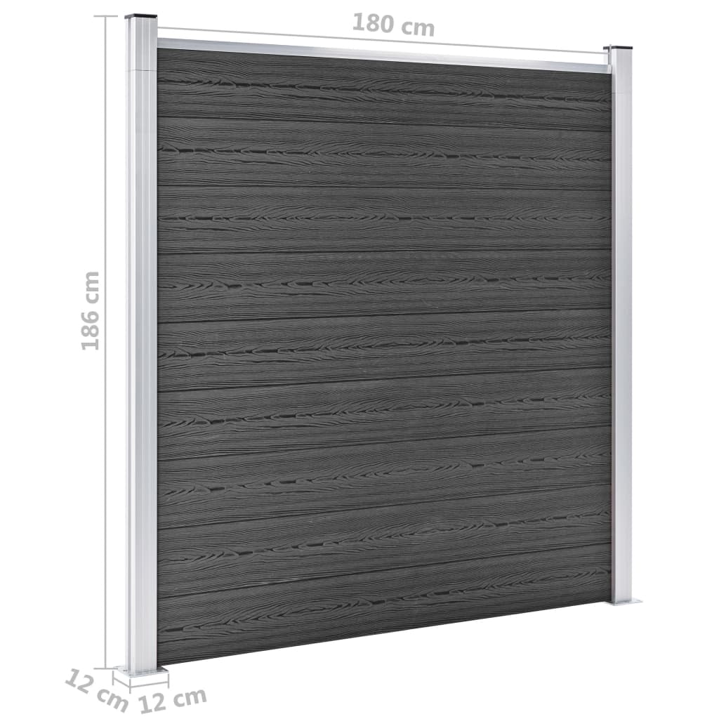 Juego De Paneles De Valla Wpc Negro 526x186 Cm / Vetonek_0