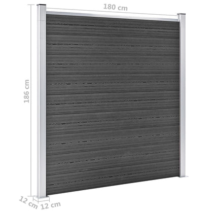 Juego De Paneles De Valla Wpc Negro 526x186 Cm / Vetonek_0