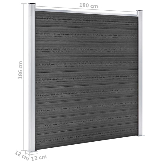 Juego De Paneles De Valla Wpc Negro 526x186 Cm / Vetonek_0