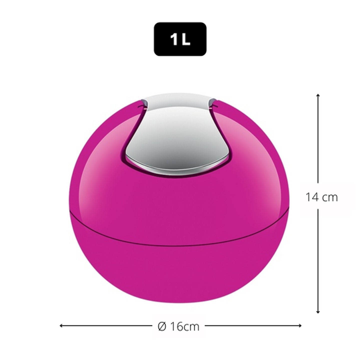 Spirella Colección Bowl, Papelera Ø16 X 14 Cm (1 Litro), Poliestirol, Morado_1