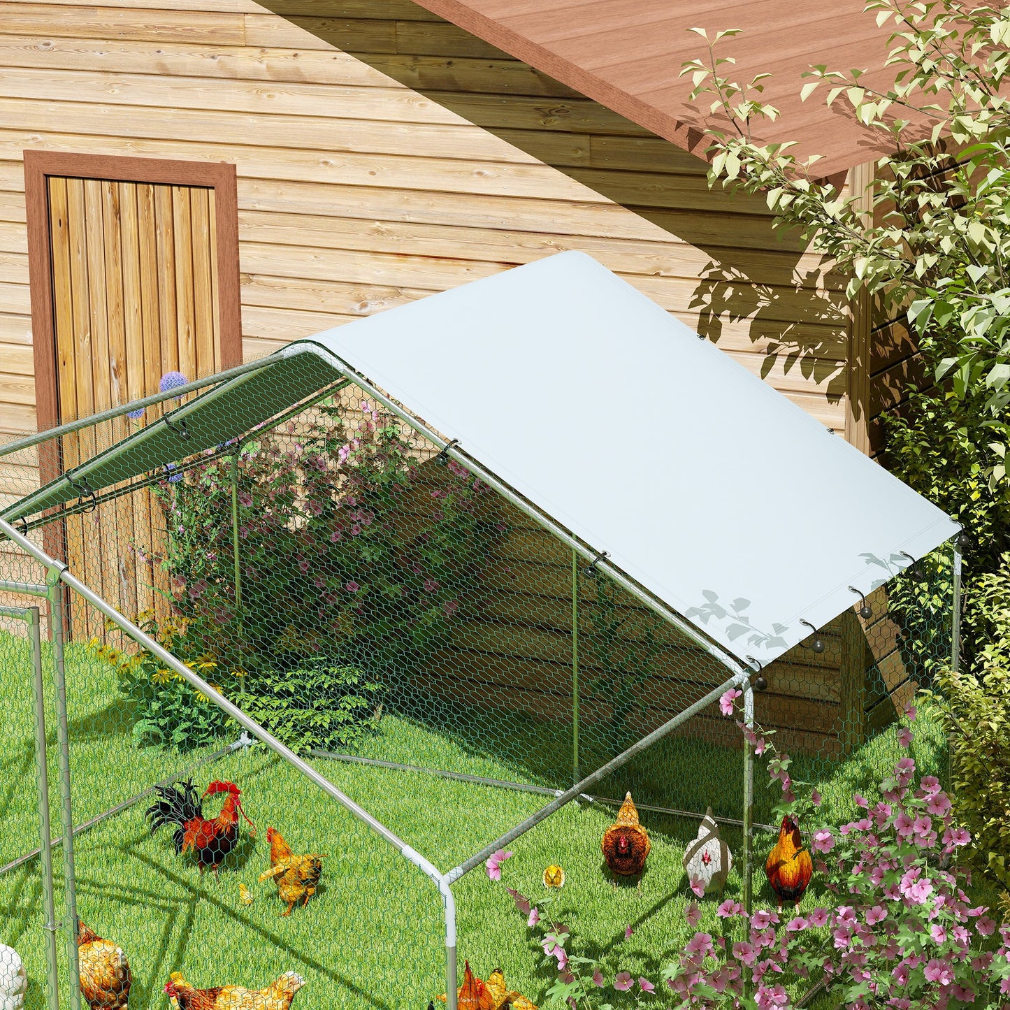 Pawhut Gallinero Para Exterior 3x3,4x1,9 M Con Cubierta Anti-uv E Impermeable_4