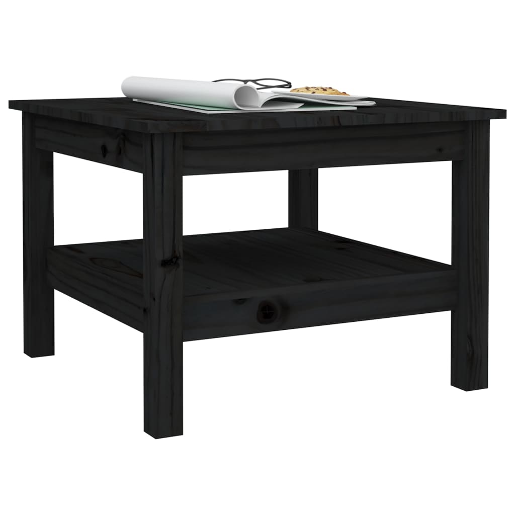 Mesa De Centro De Madera Maciza De Pino Negro 55x55x40 Cm_3