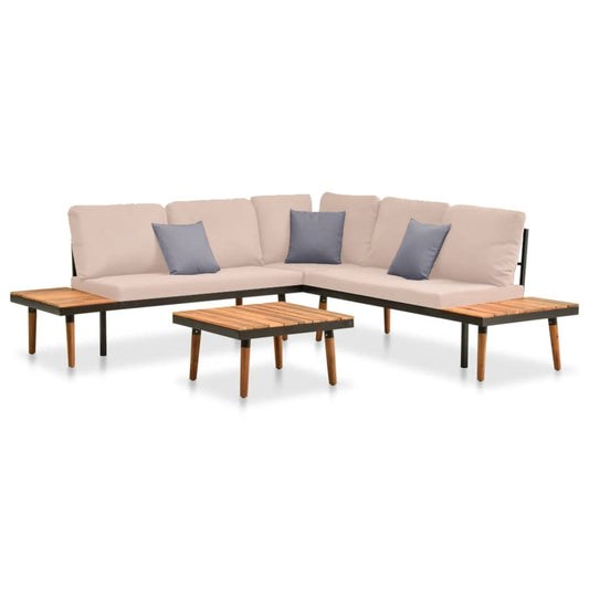 Vidaxl Set Muebles De Jardín 4 Piezas Y Cojines Madera Maciza Acacia_0
