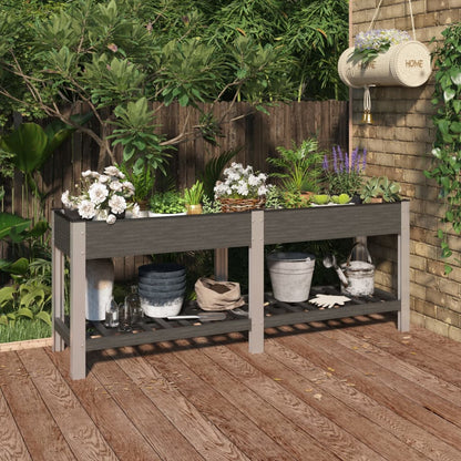Arriate De Jardín Con Estante Wpc Gris 200x50x75 Cm_1