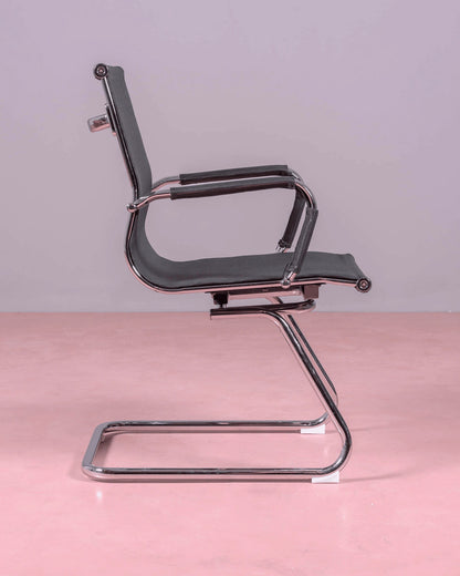 Silla Para Sala De Reuniones Con Respaldo Bajo En Malla De Fibra Transpirable - Alu_3
