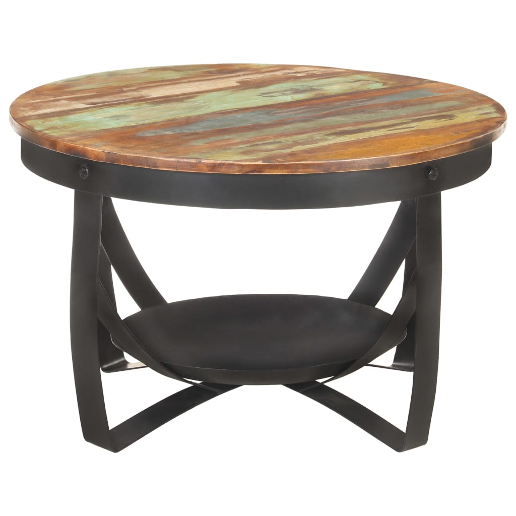 Mesa De Centro De Madera Maciza Reciclada Ø68x43 Cm_1