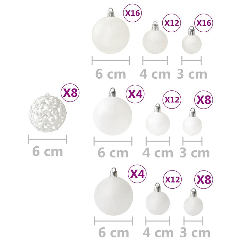Vidaxl Juego De Bolas De Navidad 100 Piezas Blanco_5