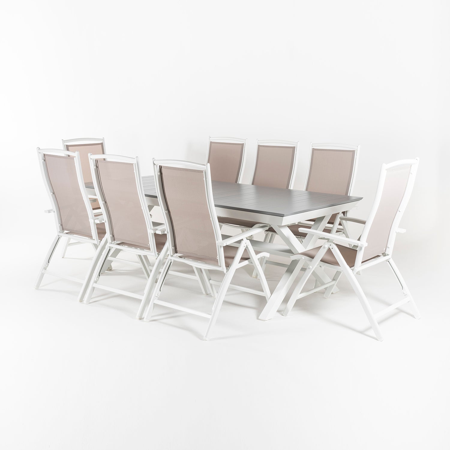 Conjunto De Jardín Mesa Extensible 215-295 Y 8 Sillones De Posiciones_2