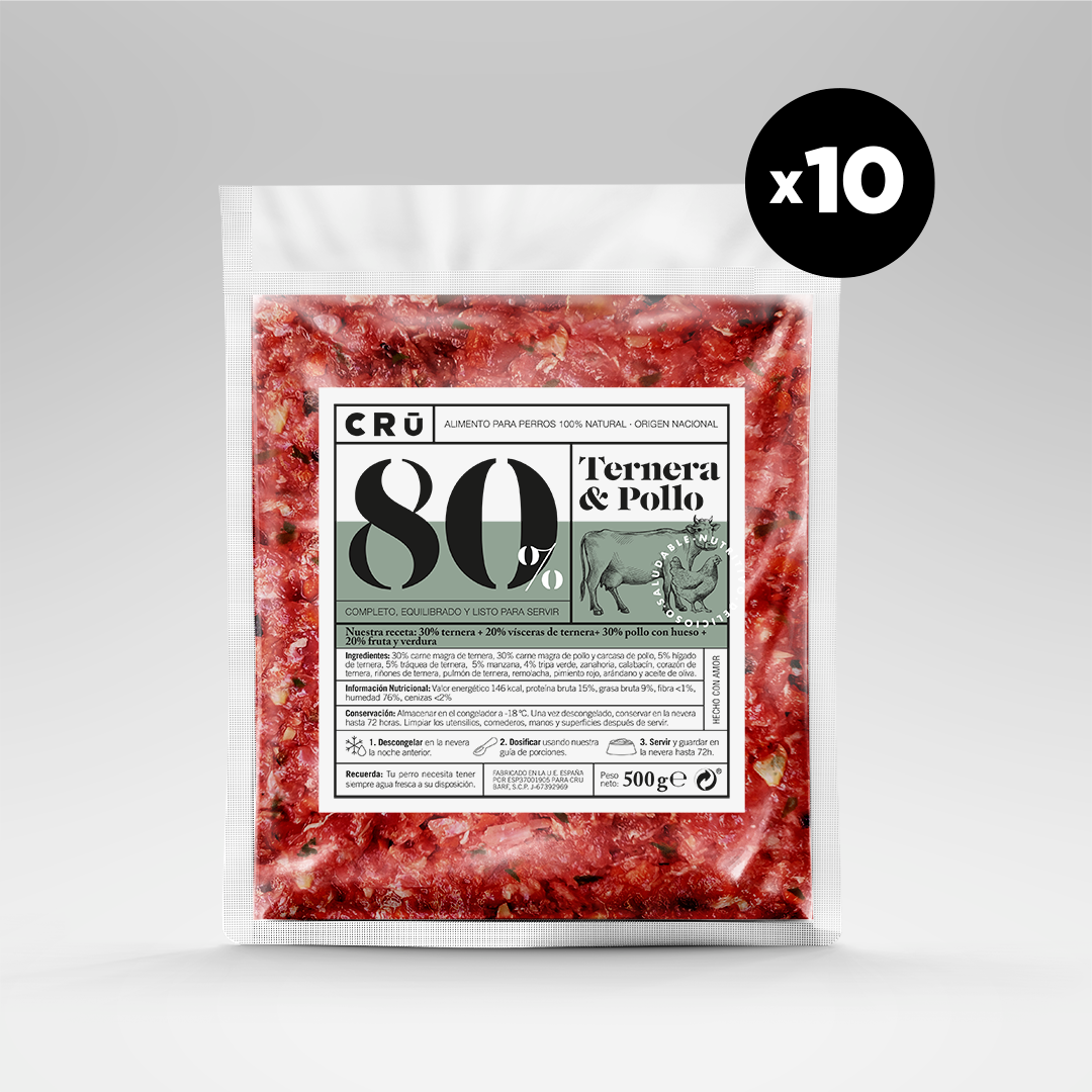 Menú Barf De Ternera Y Pollo Para Perro - 10 Paquetes_0