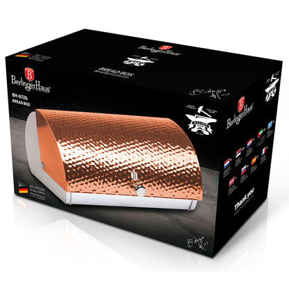 Panera De Mesa Para Guardar Pan Bollería, Tapa Deslizante, Acero Inoxidable, Diseño Moderno Berlinger Haus Rose Gold, Oro Rosado_1