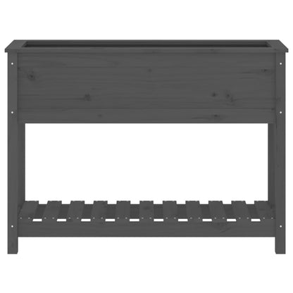 Jardinera Con Estante Madera Maciza Pino Gris 111,5x34,5x81 Cm_4