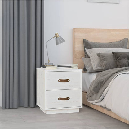Mesitas De Noche 2 Uds Madera Maciza Pino Blanco 40x34x45 Cm_1