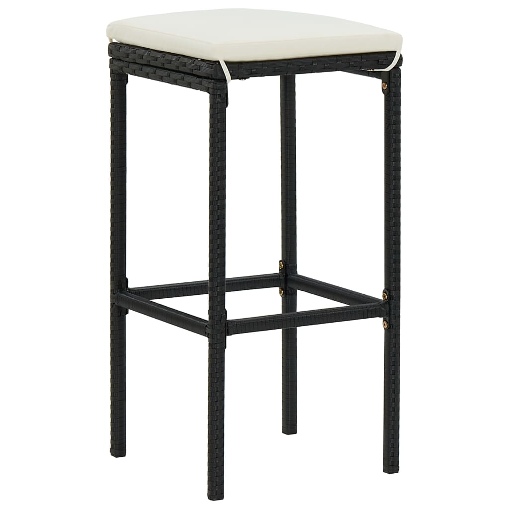 Taburetes De Cocina Con Cojines 6 Uds Ratán Sintético Negro_0