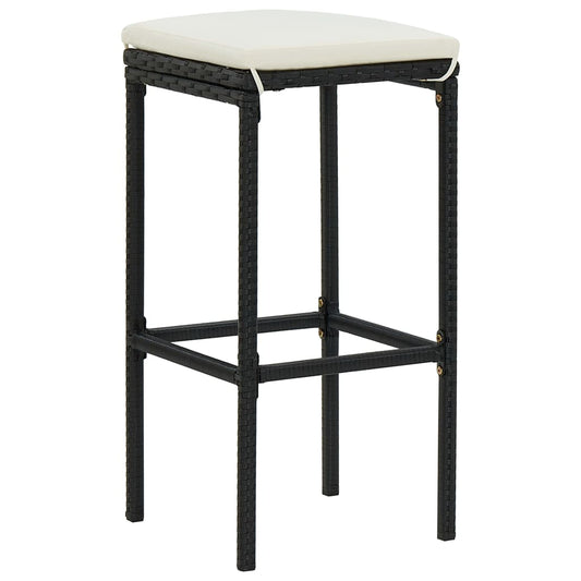 Taburetes De Cocina Con Cojines 6 Uds Ratán Sintético Negro_0