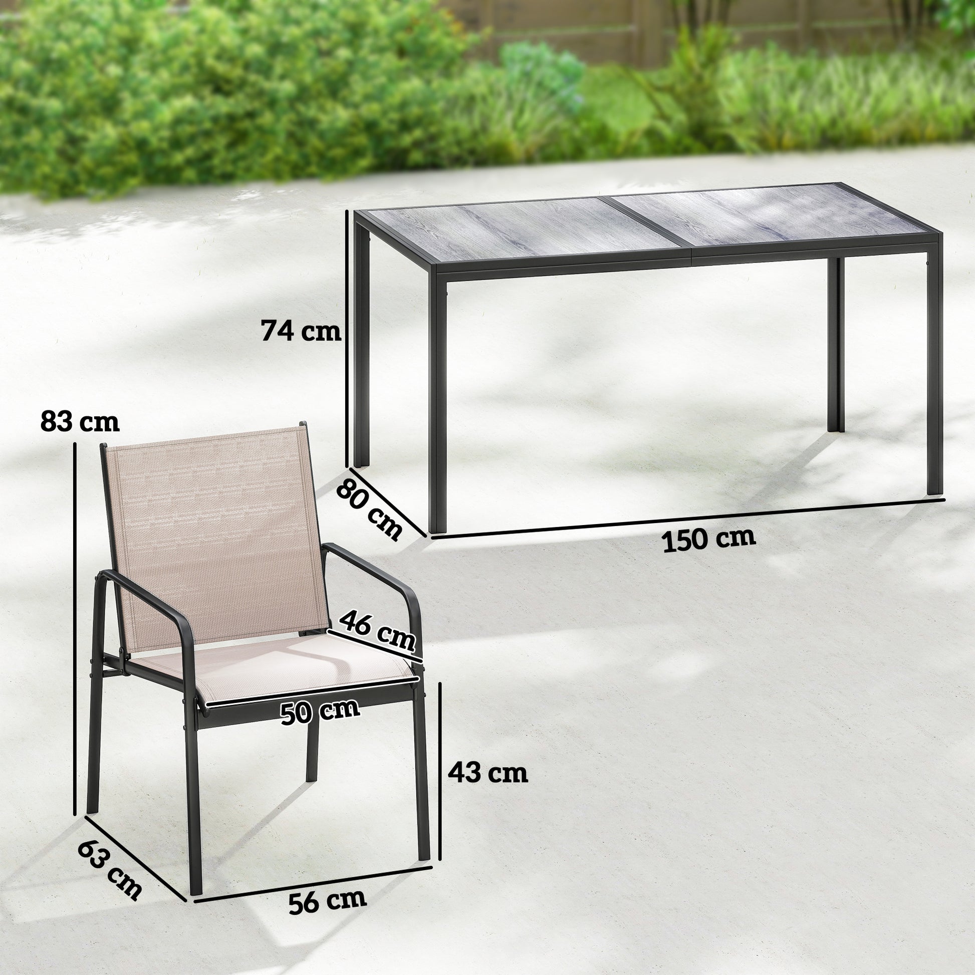 Outsunny Conjunto De Mesa Y Sillas Jardín De 7 Piezas Con Sillas Transpirables_2