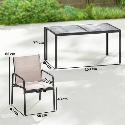 Outsunny Conjunto De Mesa Y Sillas Jardín De 7 Piezas Con Sillas Transpirables_2