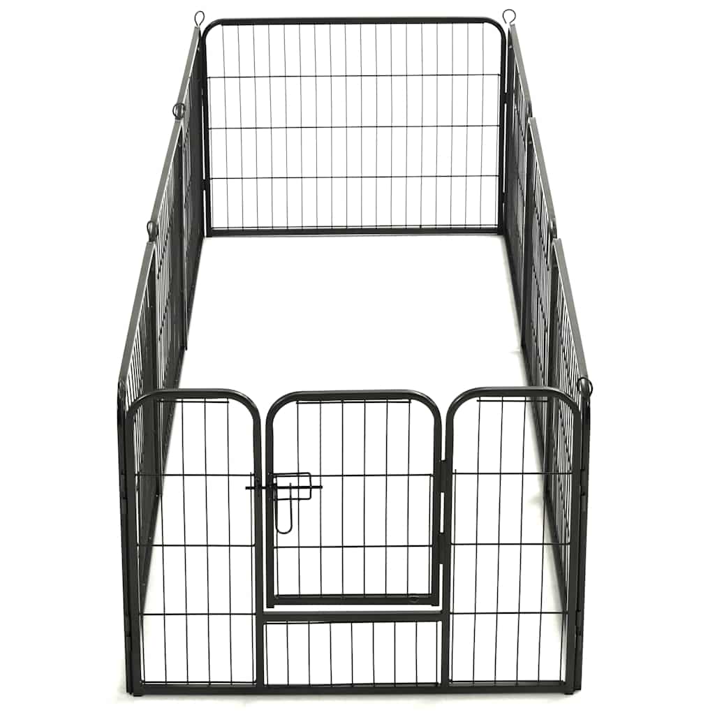 Corral Para Perros 8 Paneles De Acero 60x80 Cm Negro_3