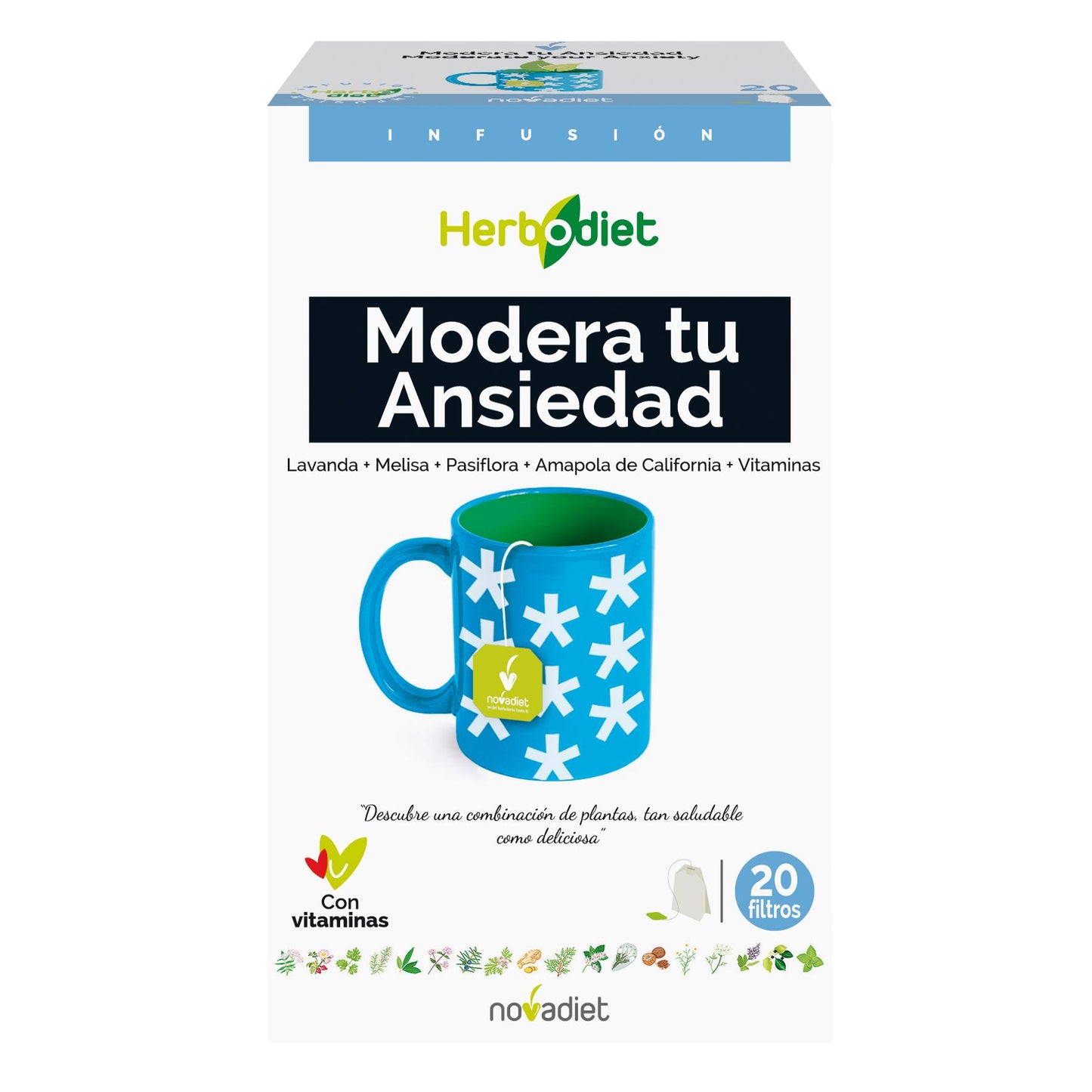 HERBODIET Modera tu ansiedad.  Novadiet 20 filtros