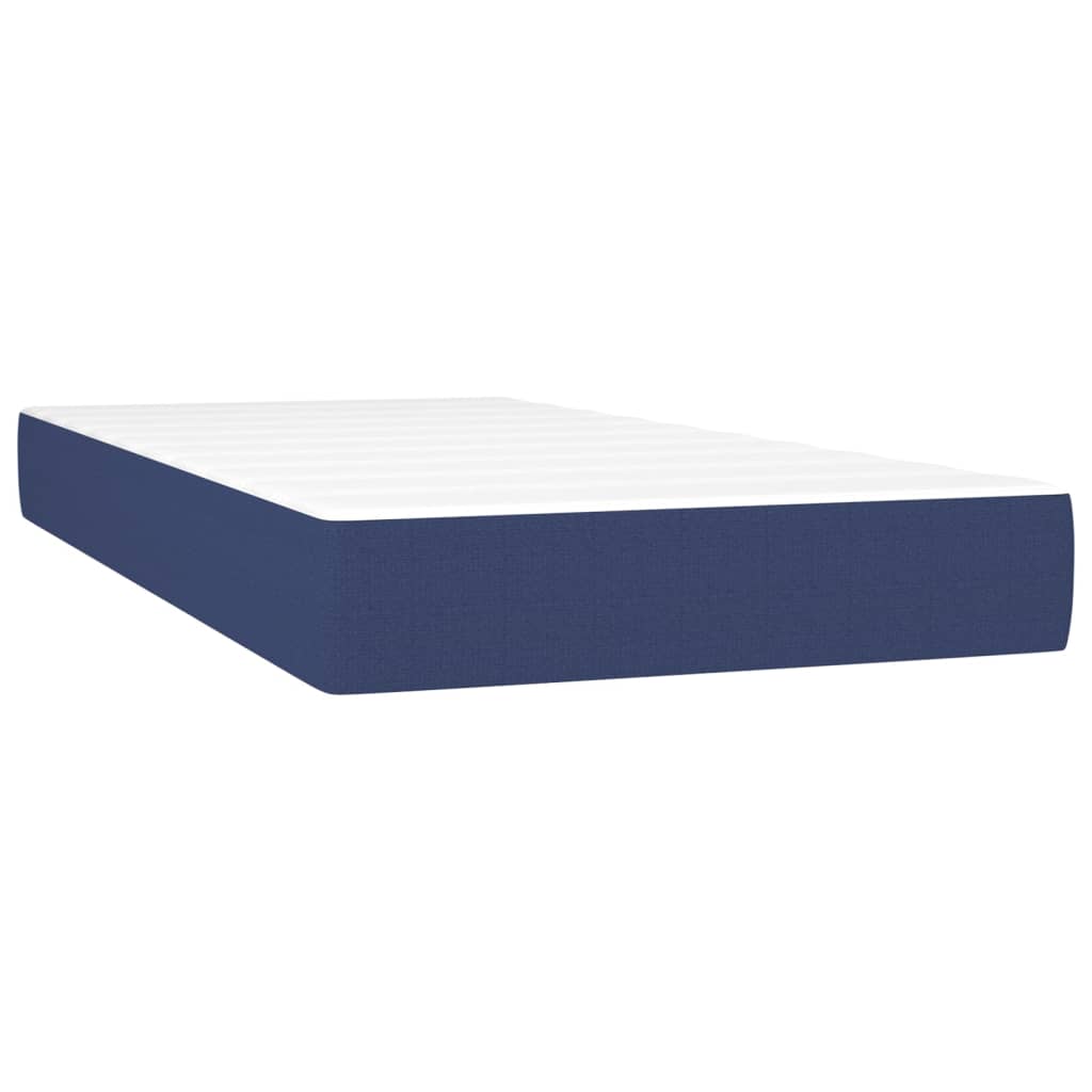 Cama Box Spring Colchón Y Luces Led Tela Azul 100x200 Cm / Vetonek_2