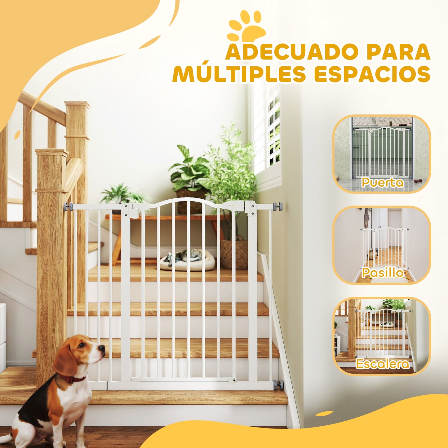 Pawhut Barrera De Seguridad Extensible Con Extensión 74-94x78 Cm Blanco_3