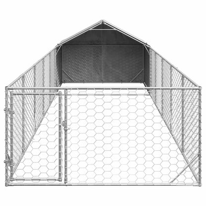 Caseta Perros Exterior Con Corral 8x2x1,5 M Acero Galvanizado_2