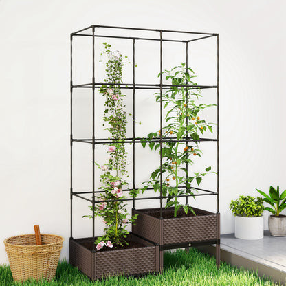 Outsunny Jardinera Con Enrejado Metálico Para Plantas Trepadoras 100x50x174 Cm_1