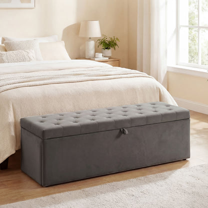 Homcom Puff Almacenaje Banco Almacenaje 141l 137x41x42 Cm Carga 240 Kg Gris_1