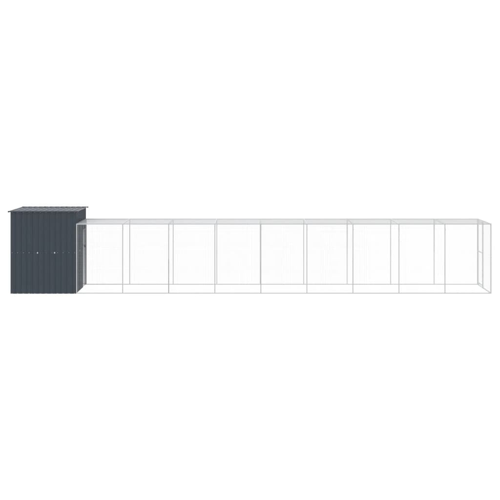 Vidaxl Gallinero Con Corral Acero Galvanizado Gris 165x1067x181 Cm_3