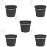 5 Macetas Cilíndricas Ø 12 Cm Con Ganchos, De Polipropileno Antracita