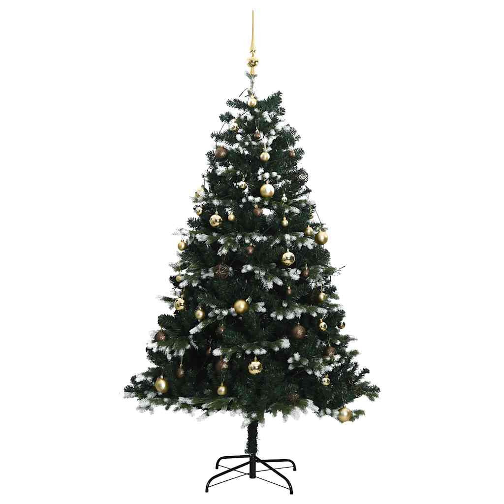 Vidaxl Árbol De Navidad Artificial Con Bisagras 300 Led Y Bolas 210 Cm_3