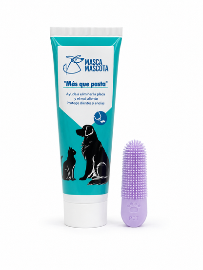 Pasta dental natural para perros y gatos con dedal limpiador Masca mascota 100 g_3
