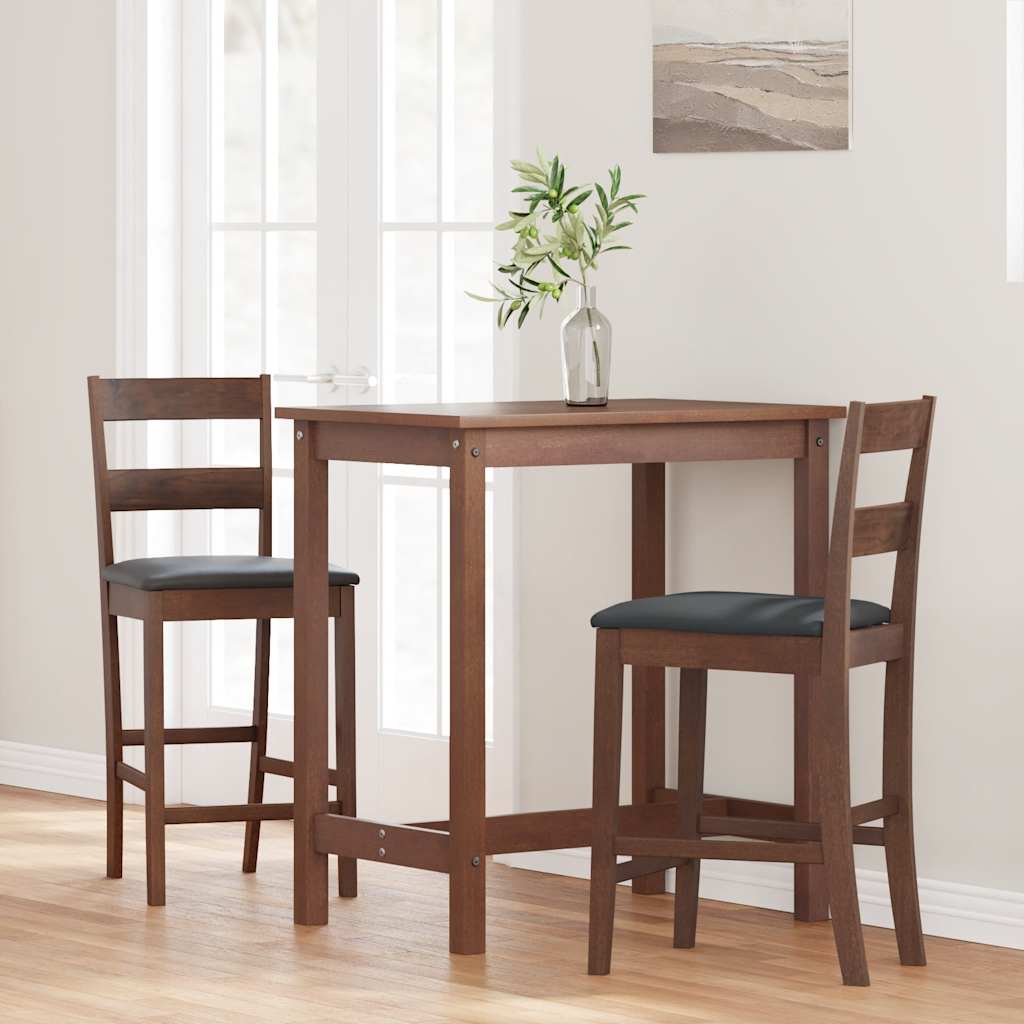 Taburetes De Bar Con Cojines 2 Uds Madera Maciza Marrón Caucho_1